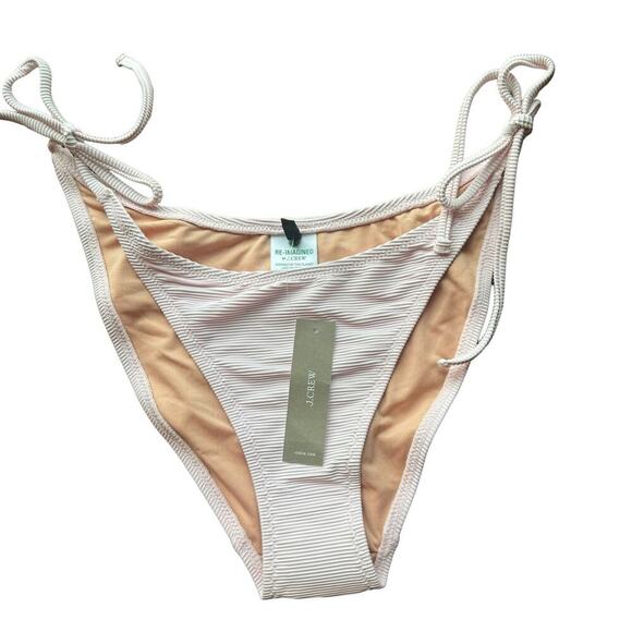 J.Crew Women's Ribbed Curved-Waist Cheeky String Bikini Bottom Size M NWT - Picture 3 of 12